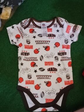 NFL Cleveland Browns White, Orange & Brown Baby One-Piece Bodysuit